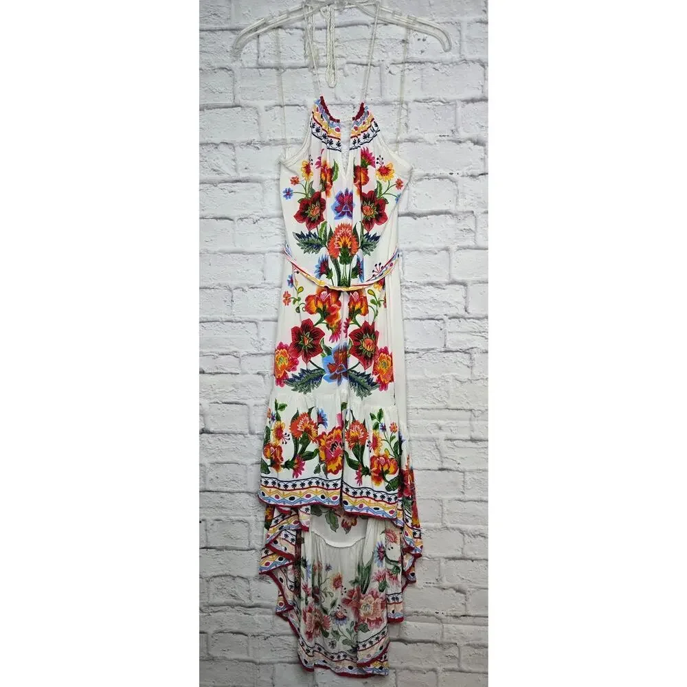 Flying Tomato floral boho halter hi-low open back dress Large women's - Picture 3 of 10